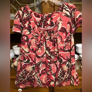 Women’s Size 1X a.n.a. top; cream, tan, pink, and brown